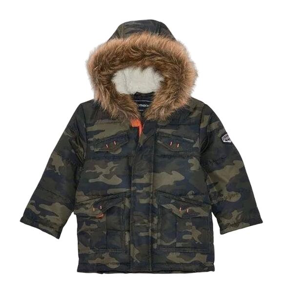 Rothschild Baby Boy Jacket Size 18 Months Parka Sherpa Lined Full Zip Camo Green - Picture 1 of 9